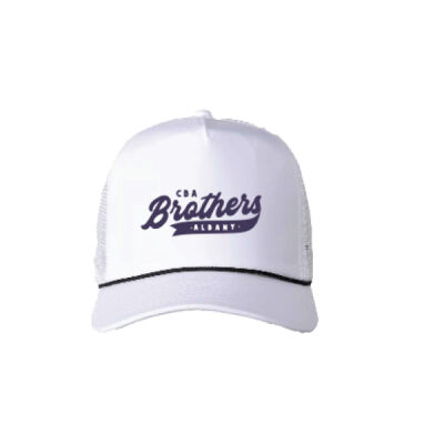 CBA Football White and Purple Hat Thumbnail